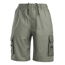 Новые мужские летние шорты с карманами и эластичной резинкой на талии, свободные армейские зеленые мужские шорты Карго для мужчин, повседневные шорты с завязками
