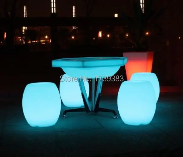 

Rechargeable Remote control led light drum stools,plastic color changing waterproof led bar furniture