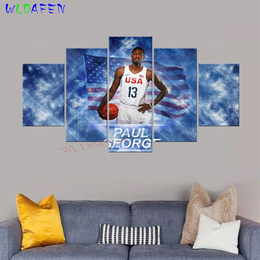 5 Panel Lienzo Poster De Baloncesto Paul George Pg13 Wall Imagenes