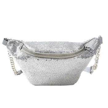 

Belt Bags Women 2018 Women's Fashion Sequins Leather Messenger Sequins Bag Shoulder Chest Bag pochete para as mulheres New Gift