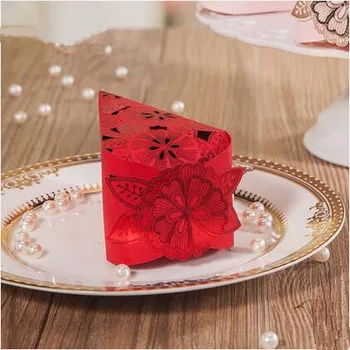 

Free shipping red laser cut flower wedding cake boxes ,200pcs/lot , cb6022