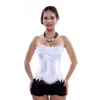 S-6XL Lace Trim Bow Satin Corset With Zipper Side For Women Plus Size Waist Corset And Bustier Outwear Overbust Corset Top ► Photo 3/6