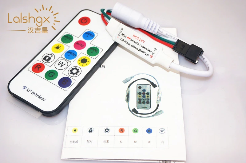 

DC5V 12V 24V 300 Kinds of Changes Digital RGB LED Strip Controller 14Key RF Wireless Remote for WS2812B WS2811 led Strip Light