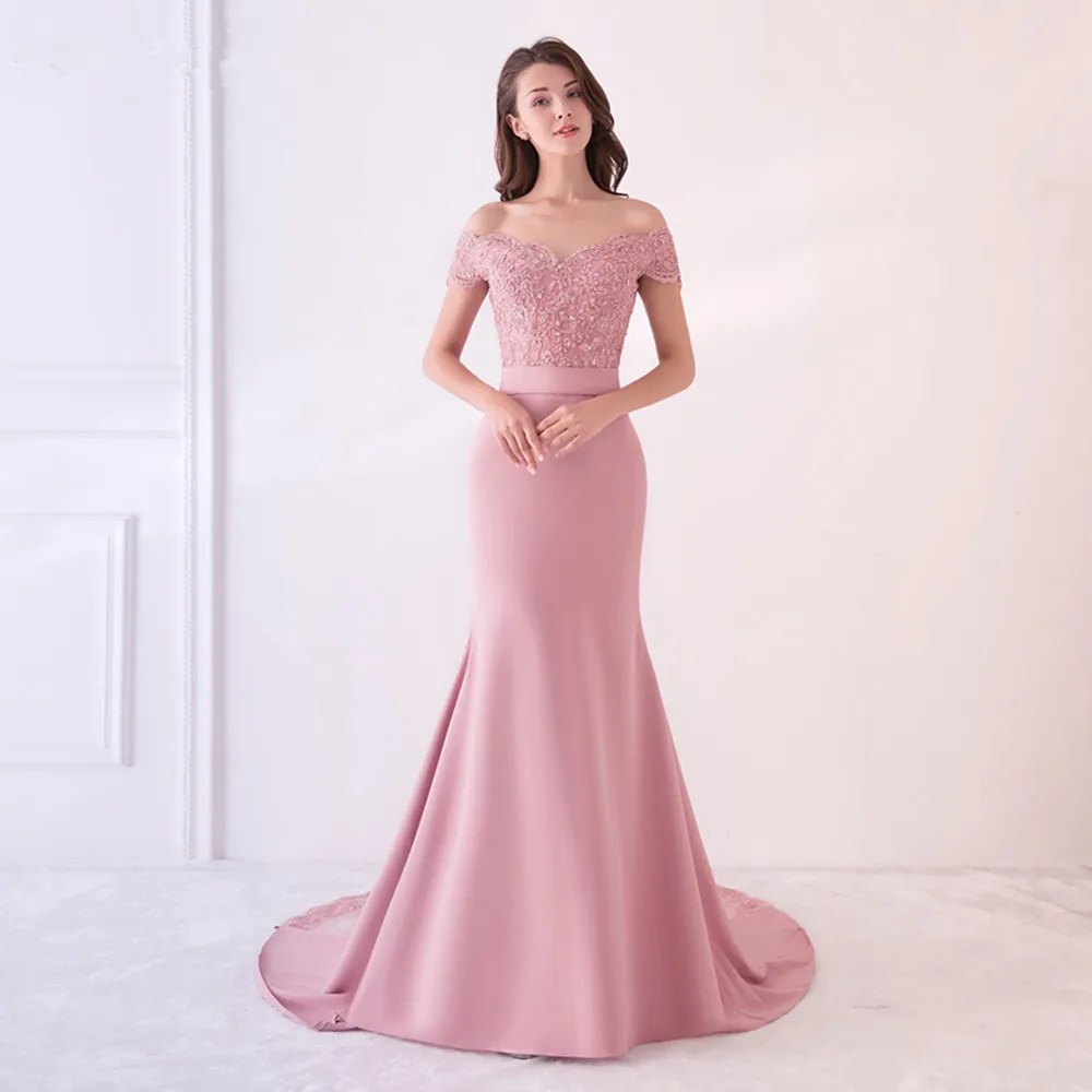 ERINBESS Robe De Soiree Русалка Охотник зеленый бордовый длинное вечернее платье вечерние элегантные vestido de festa длинное выпускное платье - Цвет: bean pink