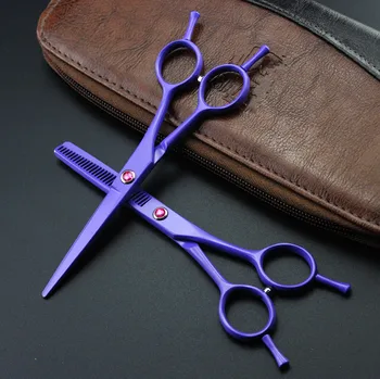 

new professional 5.5 inch Two-tailed Violet Piano paint thinning & cutting hair scissors set shears barber hairdressing scissors