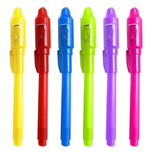 12 шт интересные невидимые чернила секретное сообщение ручка с невидимыми чернилами встроенный УФ свет для детей Игрушка Подарочная Марка