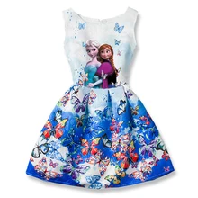 HOT 2017 Elsa Dress Girl Dresses For Girls Snow Queen Teenagers Butterfly Print Party Dress Anna Elsa Vestidos Kids Costume