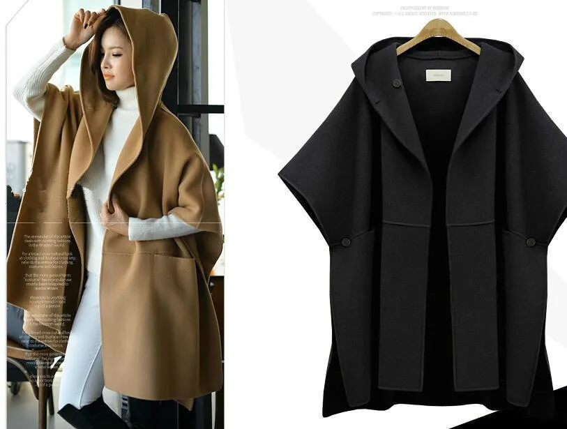 women's clothing European Suit-dress Cloak Woolen Loose Coat Winter Clothes Woollen Overcoat Fat Mm Long Windbreaker jacket