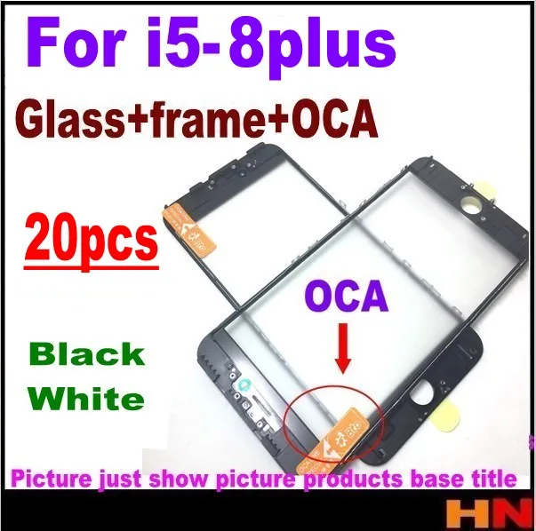 20 шт. внешнее стекло со средней рамкой+ OCA вместе для iPhone 5S 6 6s 7 7G 8 plus Переднее стекло объектива с рамкой