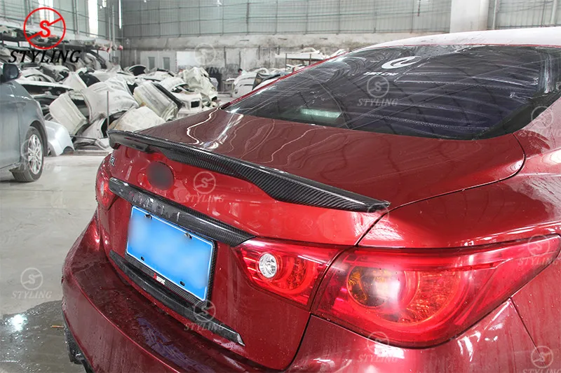 Q50 задний спойлер накладка с логотипом для Infiniti Q50S карбоновая Задняя накладка багажника Q50 сухой карбоновый задний Багажник крыло