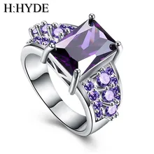 

Free Shipping 1 pc Sterling Sliver purple CZ Cubic Zirconia Stone woman jewelry wedding ring size 8