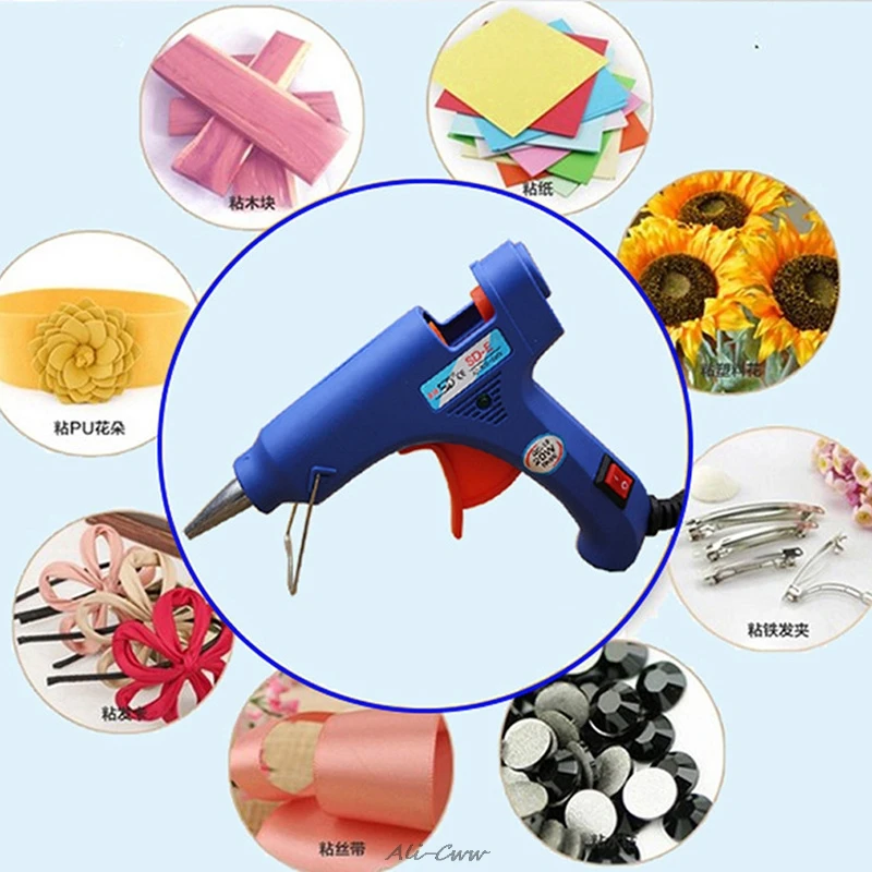 Professional Electric Heating Hot Melt Glue Gun 20W 50Pcs Glue Sticks Adhesive