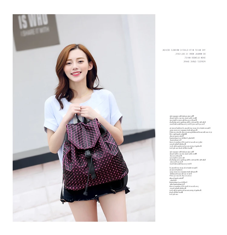 Lasen bag 2017 BaoBao Silica gel backpack female Fashion Girl Daily backpack Geometry Package Sequins Folding Travel Bags (10)