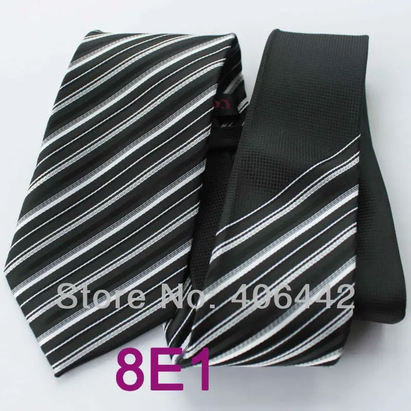 Coachella Мужские галстуки черный Узел контрастный черный с белыми полосками нормальный тканый галстук в деловом стиле для платья рубашки Свадебные
