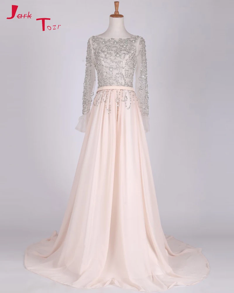Jark Tozr индивидуальный заказ vestido de festa Формальные с длинным рукавом жемчуг бусины
