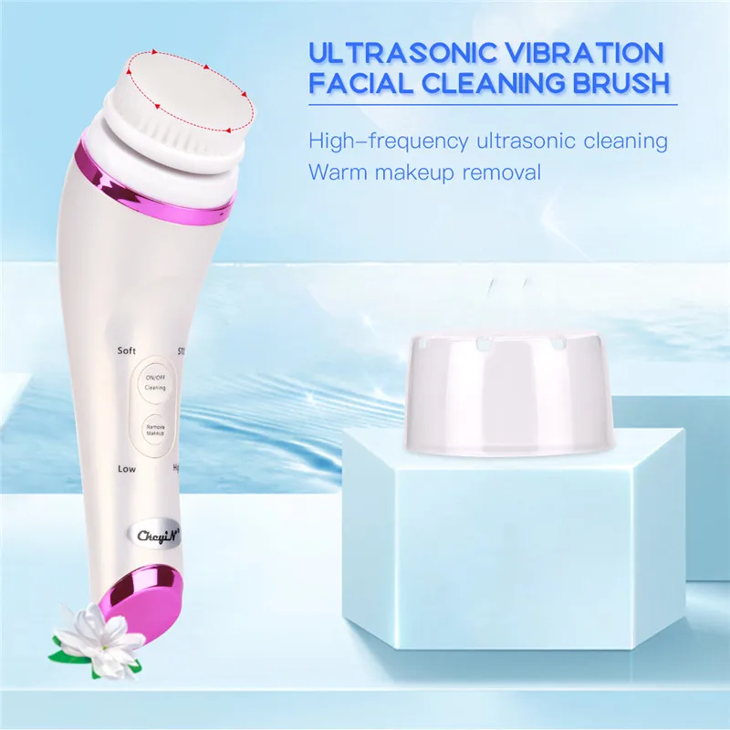 Ultrasonic Electric Facial Cleansing Brush Sonic Vibration Massage Skin