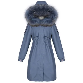 

Natural real fur Jacke coat Real Fur Collar Hooded Tooling Coat Parka Long winter jacket parkas long jacket
