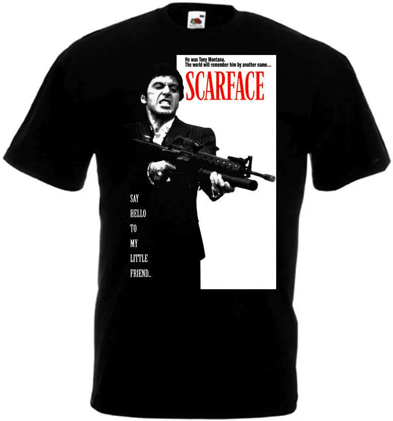 Scarface Al Pacino, Постер из фильма, мужские футболки, хип-хоп одежда, футболка, футболки для спортзала, черные белые