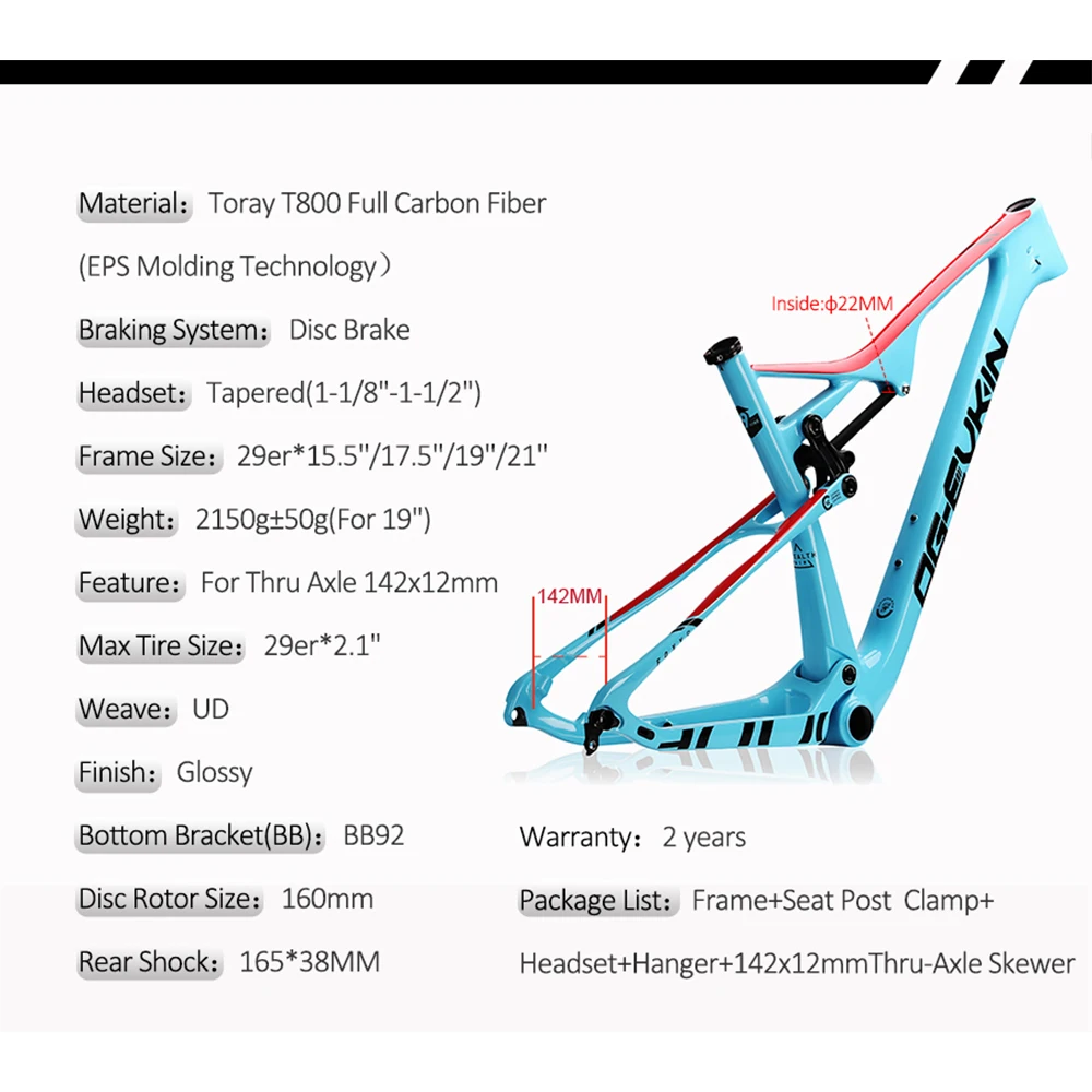 Best 2019 EPS Full Toray 29er Carbon mtb Bike Frame boost UD matt Suspension Bicycle mtb Frame BB92 UD Thru Axle 142x12mm OG-EVKIN 10