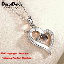 Corazón 100 idiomas I Love You colgante collar para mujeres niñas boda collar gargantilla regalo para amantes Fasion joyería(China)