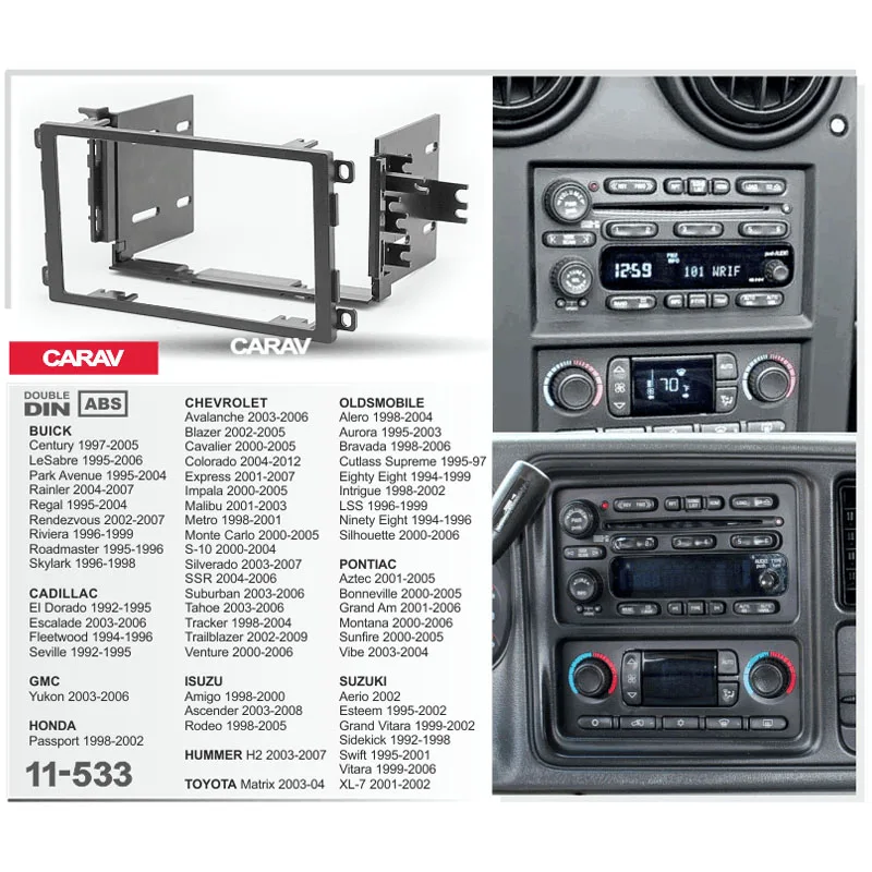 CARAV 11 533 2Din радиоприемник фасция для красавиика Шевроле GMC HONDA HUMMER H2 монтажная