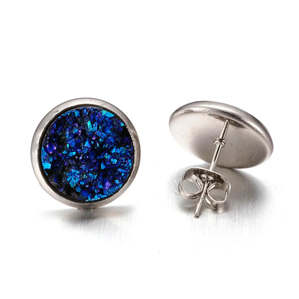 

2019 Fashion 1 Pair Resin Druzy Stud Earring Crystal Faux Earrings Christmas Party Xmas Valentines Mother's Day Gift for Women