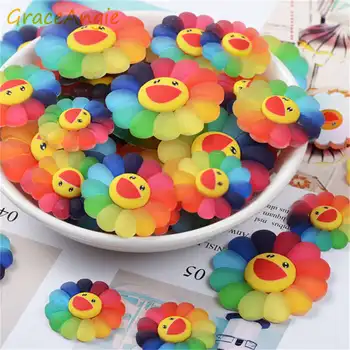 

GraceAngie 10pcs Plastic Sunflower Smile Flatback Cabochons Charms Mixed Stationery Box Phone Decor Brooch Hair Accessory DIY
