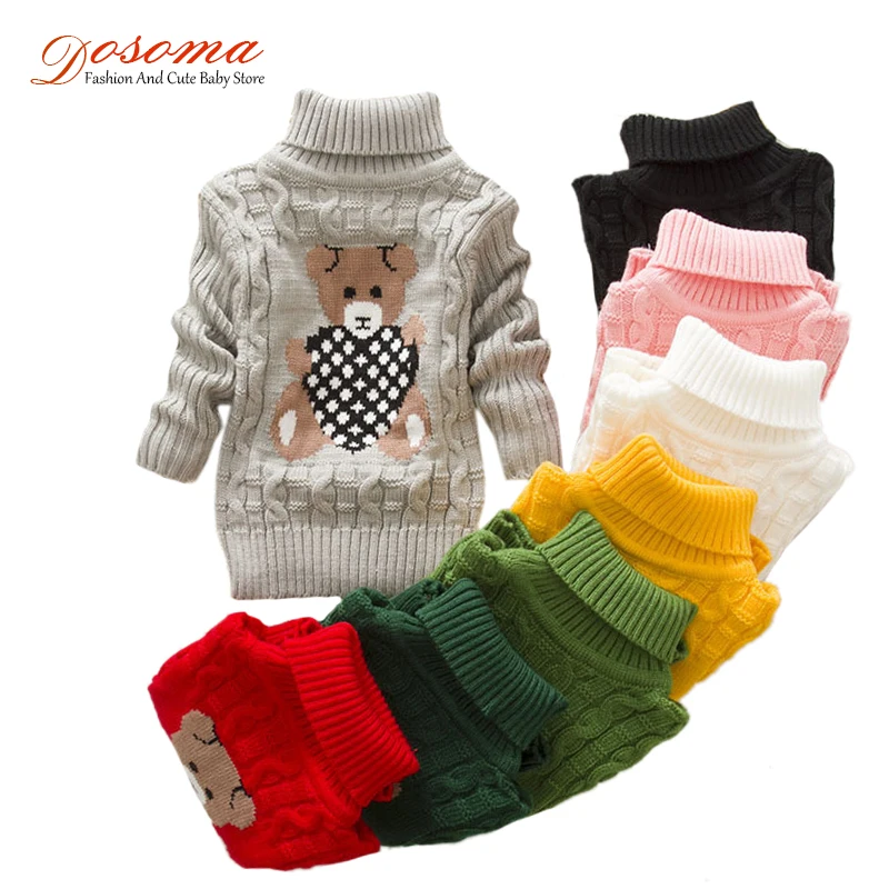 

Sweater New Cartoon Winter Spring Baby Boys Girls Kids Children's Warm Turtleneck Bear Sweaters Pullover Top Clothes Outerwear