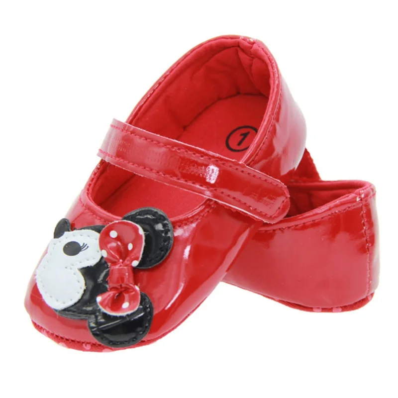 Милый мультфильм Минни для девочек PU кожаные ботинки детские мокасины яркий новорожденных принцесса для маленьких девочек обувь первые ходоки мягкой подошве