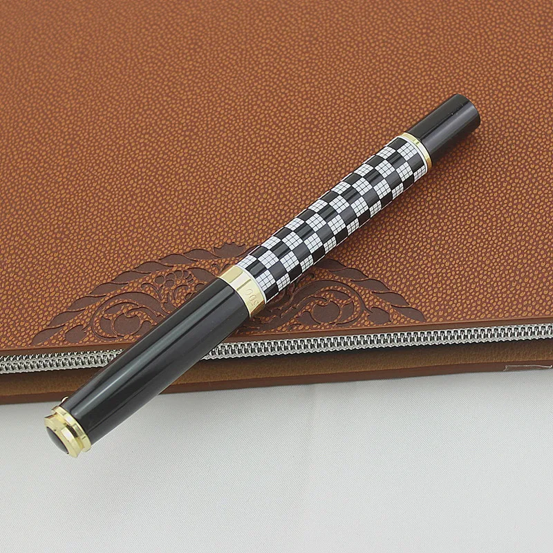 Jinhao 500 Chessboard Ручка роллер Роскошная золотая шариковая ручка с зажимом 0 7 мм черная