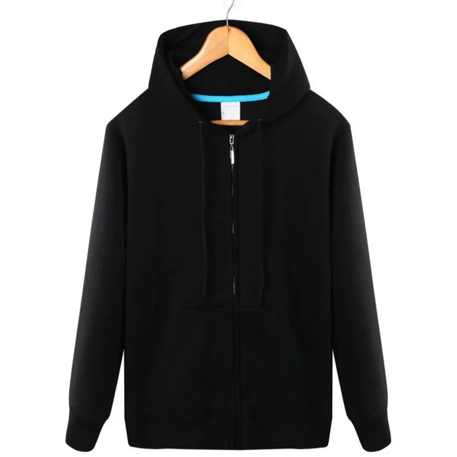 Male Hoodies Sweatershirts Good Quality Solid Zipper Men Loose Large
