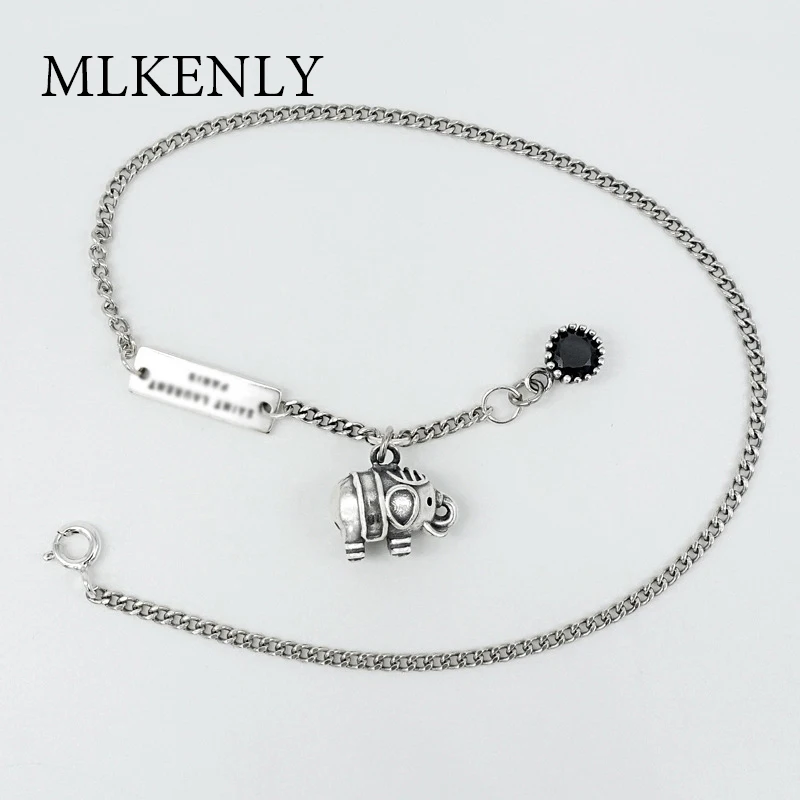 

MLKENLY Vintage female Korean all-match Elephant Anklet 925 silver retro minimalist Japan South Korea female student jewelry