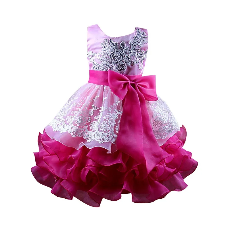 

Baby Kids Girls Dresses Lush Formal Prom Party Ball Gown Little Bridesmaid Wedding Children Tutu Dress Girl 2-8 Y