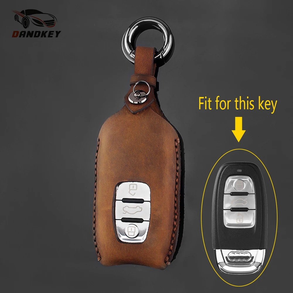 Chaveiro de Couro Chave do Carro da Tampa do Case Fob para Audi Dandkey Genuíno q5 a5 a6 a7 s5 s6 c7 s7 s8 q7 a4 b7 b8 b9 Bolsa Chave A4l A6l A8l 4 Estojo de chaves p carro