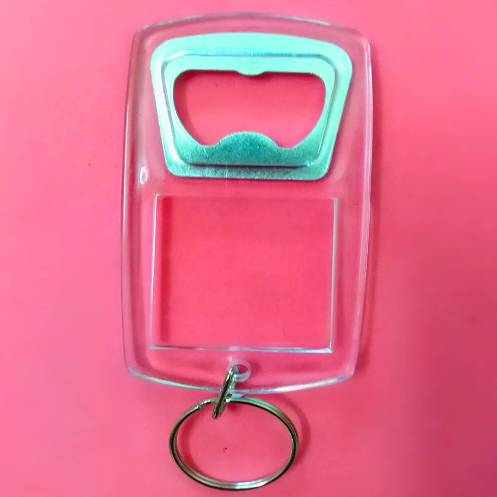 35 piece CLEAR KEYCHAIN & BEER PLASTIC METAL PROMOTION BOTTLE OPENER CAN INSERT PHOTO