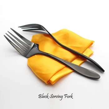 

2Pcs/lot Black Colored Serving Forks Public Using Stainless Steel Tableware Meals Served Prep Dinnerware Set Kitchen Accessory