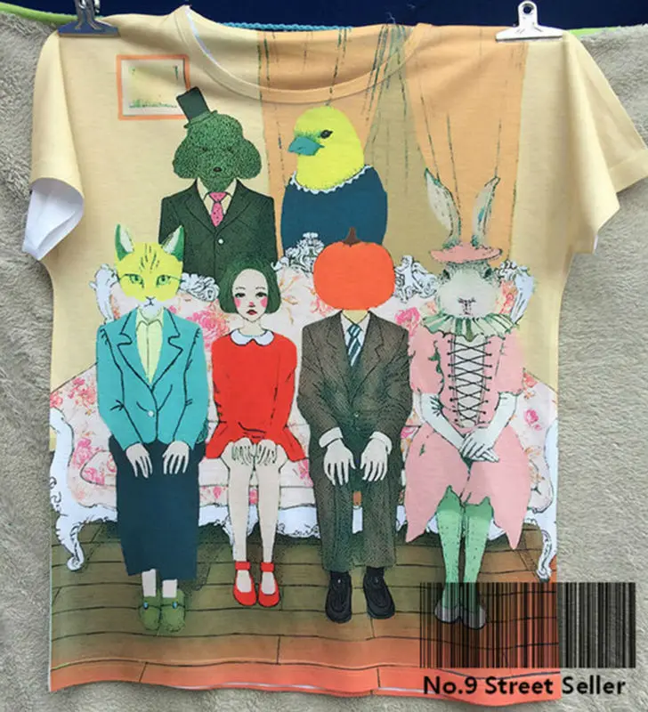 

Track Ship+Vintage Retro Cool Rock&Roll Punk T-shirt Top Tee Strange Animal Family Bird Cat Pumpkin Rabbit Teddy Dog 0108