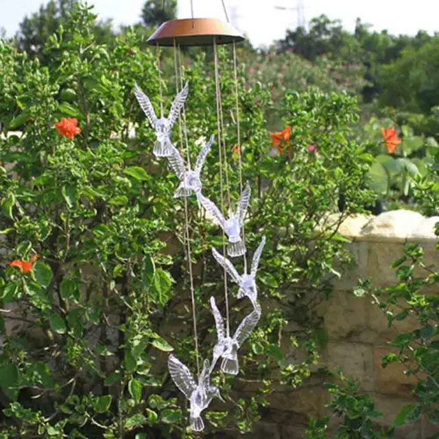Solar Color Changing Led Hummingbird Wind Chimes Home Garden Decor Solar Color Changing Led Hummingbird Wind Chimes Home Garden Decor Light Lamp