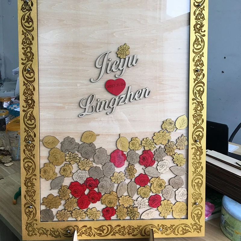 

Wooden Signature Board Acrylic Frame Wedding Dropbox Personalized Wedding Guestbook Alternative Wedding Guest Book