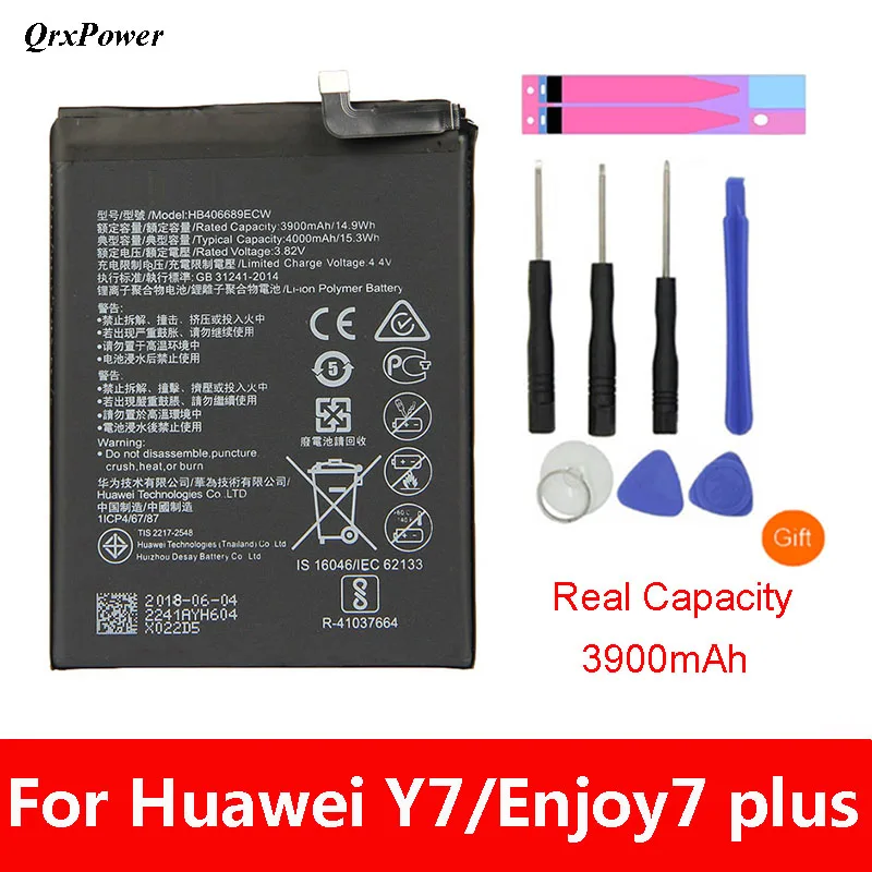 Qrxpower Замена Батарея 4000 мА/ч, HB406689ECW для huawei Enjoy 7 Plus TRT-L53 TRT-L21A TRT-AL00 TL10A Y7 TRT-LX1/LX2/LX23