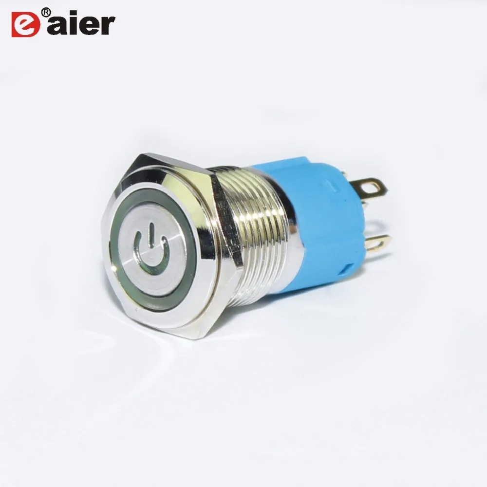 Waterproof Push Button Momentary Switch SPST On Metal 16mm Off 