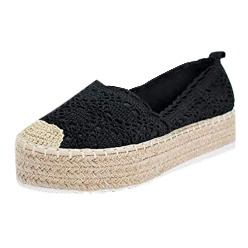 SAGACE women shoes Women's Hollow Platform Casual Shoes Solid Color Breathable Wedge Espadrilles Elegant Leisure Summer Shoes