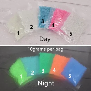 

10grams 5 colors LUMINOUS sand Glow at night rice vials art GLOWS IN DARK jewelry glass glass bottle filler jewelry making