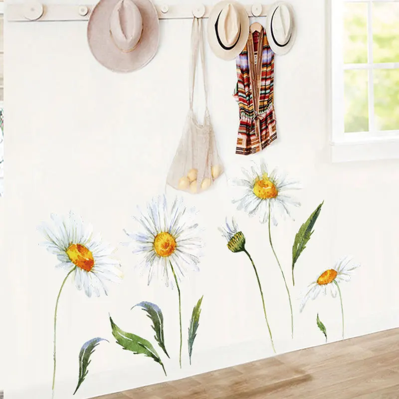 Обои для спальни художественный плакат цветы Фреска DIY домашний декор Хризантема наклейка Съемная Наклейка на стену s ПВХ наклейка солнце цветы