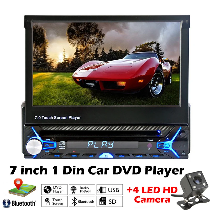 

7" support wifi Bluetooth fast HD Stereo Car Radio free shipping DVD/MP3/FM/USB DVD Touch Screen GPS 1Din MP5 Player