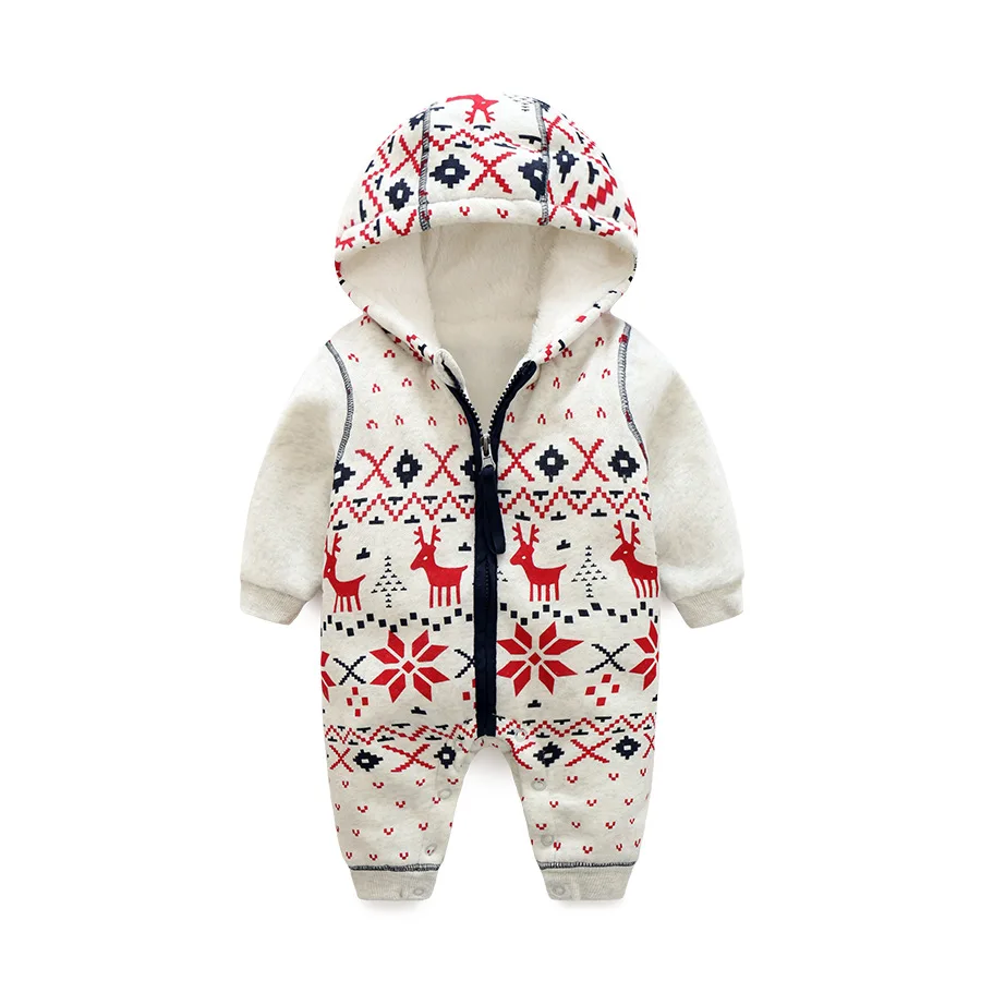 

Cotton+fleece Baby Girls Clothes Long Sleeves Rompers Zippers Baby Christmas Newborn Spring Autumn Jumpsuits Cartoon Kids Cloth