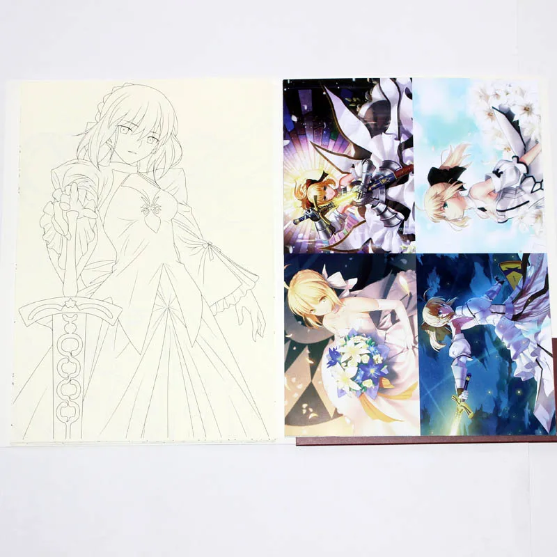 Аниме Fate/Grand Order FGO раскраска для детей и взрослых снимает стресс Kill Time Живопись Рисунок антистрессовые книги подарок