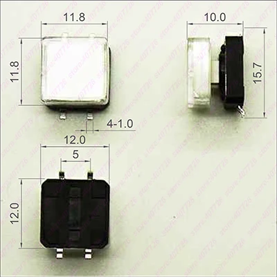 500 комплекты 12X12 мм Общая H = 10 мм(3 in1) переключатель+ 2 части шапки мгновенный 4PIN SMT/DIP переключатель кнопочный переключатель Микро ключа