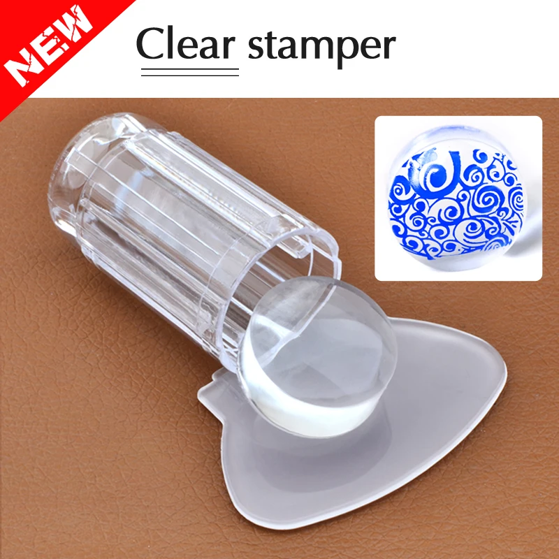 

1 set 2.8cm Pure Clear Jelly Nail Art Stamper & Scraper Polish Print Stamping Manicure Nail Tools