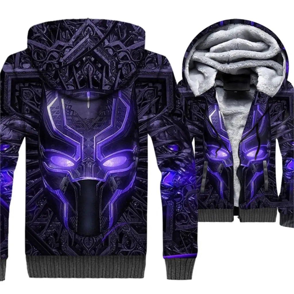 

Black Panther Wakanda 3D Jackets Men Cool Hoodie Super Hero Sweatshirt 2018 Winter Thick Fleece Warm Killmonger Hipster Coat